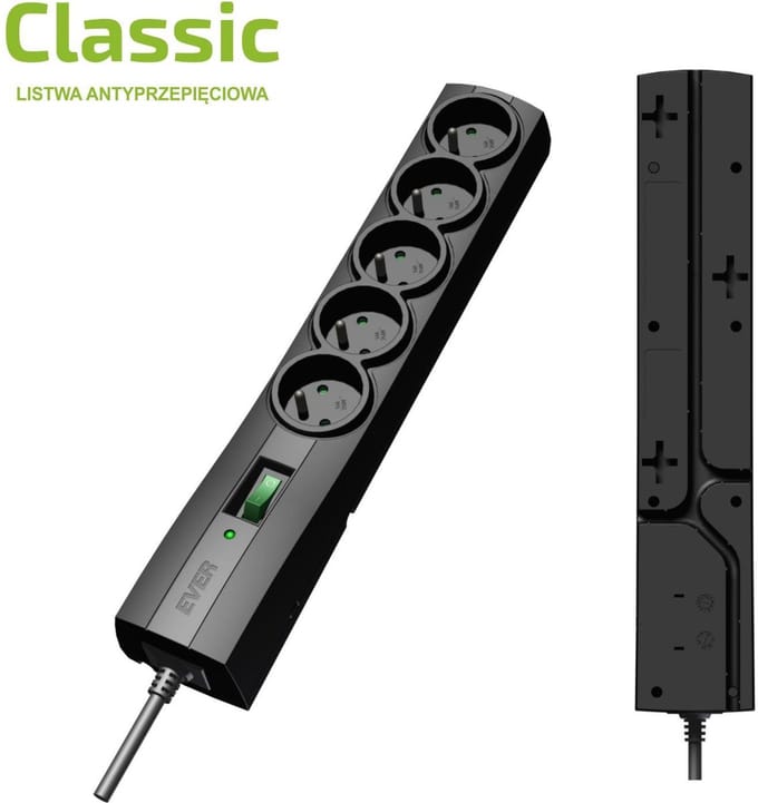 Ever Classic Serie - Overspanningsbeveiligingsstekkerdoos - 3m - 5 Stopcontacten - 10A Smeltzekering
