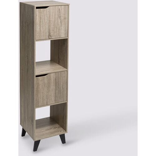 Five - Staande Kast - 4-Vaks - Naturel Met Zwarte Poten - 34,5x32x146.5