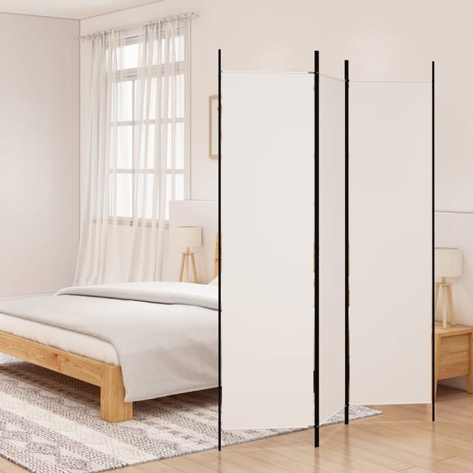 vidaXL - Kamerscherm - met - 3 - panelen - 150x200 - cm - stof - wit