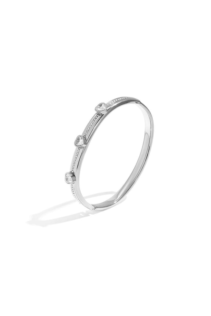 Bijoutheek Armband (Sieraad) Bangle Hartjes Steentjes Zilver