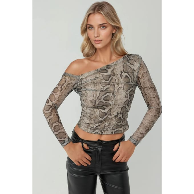 Asymmetrische Kraag Tuele Blouse