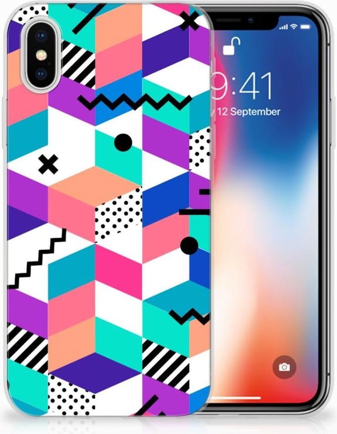 Apple iPhone X | Xs TPU Hoesje Blokken Kleurrijk