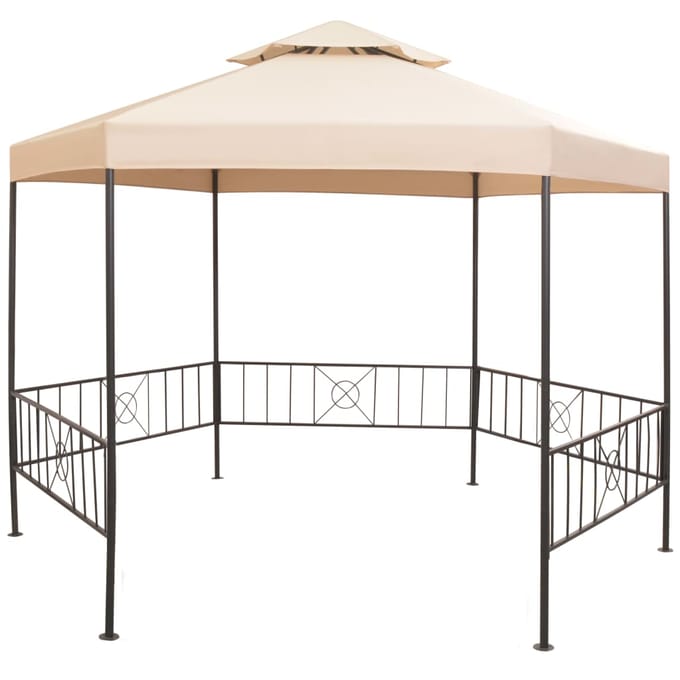 vidaXL - Tuinprieel - 323x265 - cm - hexagonaal - beige