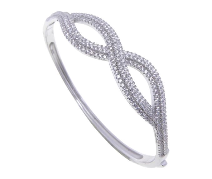 Zilveren zirkonia infinity armband