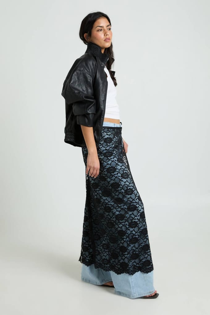 boohoo Dames Wikkel Doorzichtige Kanten Rok | Black | Maat: 6