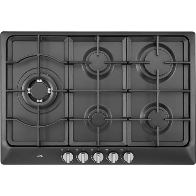ETNA KG775ZTA - Gaskookplaat - met Wokbrander - 75 cm - Mat Zwart