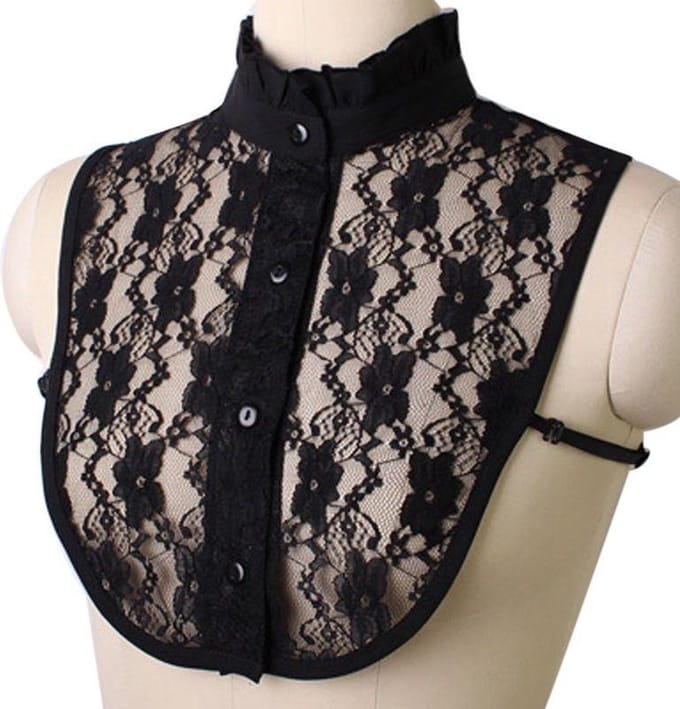 *** Betty`s Blousekraag Dames Zwart - Losse Kraag - Mode Design - van Heble® ***