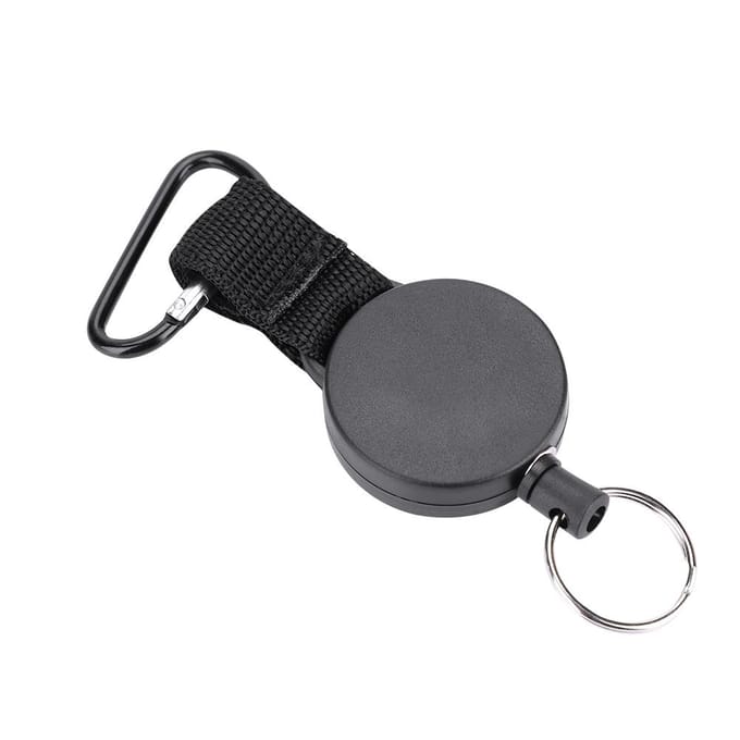 60 cm roestvrijstalen draadkabel, intrekbare sleutelhanger met uitrekbare sluiting en anti-verlies sleutelhanger black