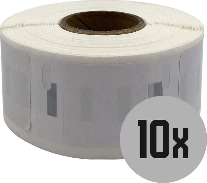 DULA Dymo Compatible labels - Wit - S0929120 - Vierkante etiketten - 10 rollen - 25 x 25 mm - 750 labels per rol