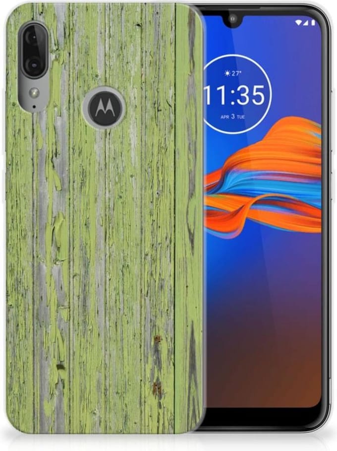 Motorola Moto E6 Plus Bumper Hoesje Green Wood
