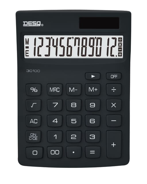 DESQ® | Bureau Rekenmachine | 12 Cijfers| Compact | Zwart | New Generation