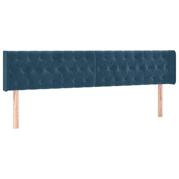 vidaXL - Hoofdbord - LED - 203x16x78/88 - cm - fluweel - donkerblauw