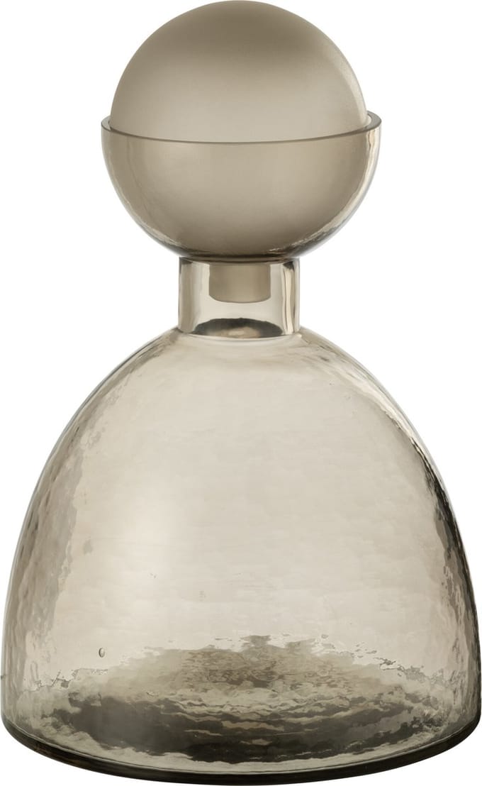 J-Line vaas Fles + Dop Yara - glas - grijs - small - Ø 20 cm