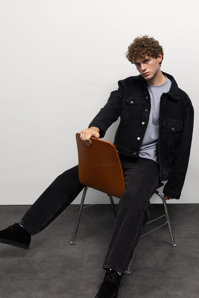 Denim Knopjesjack met Zak