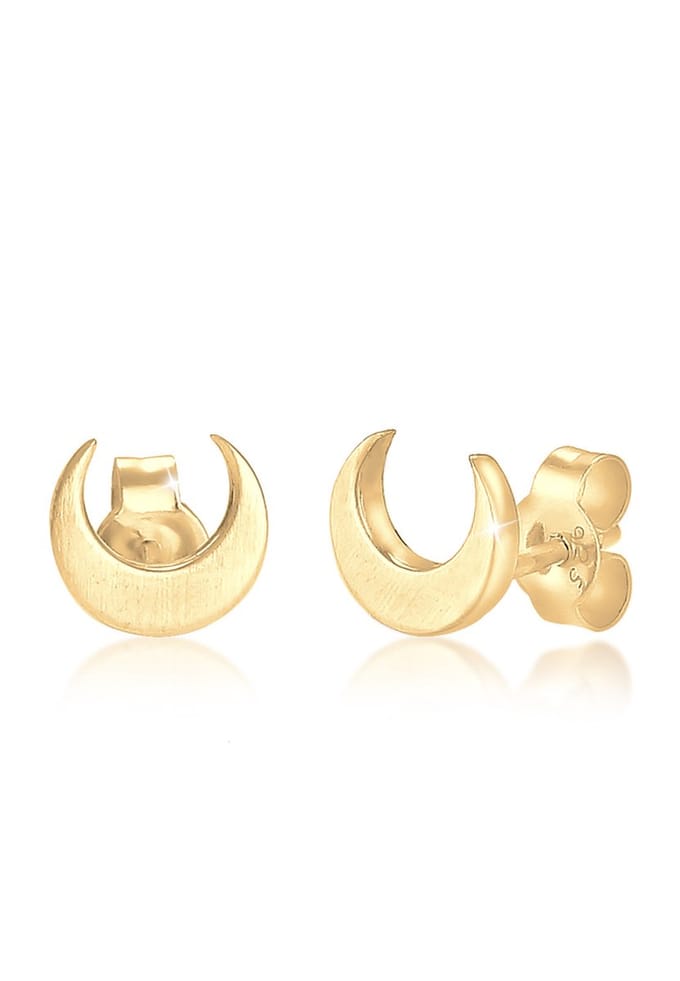 Elli Oorbellen Halve maan luna basic trend mat verguld 925 zilver