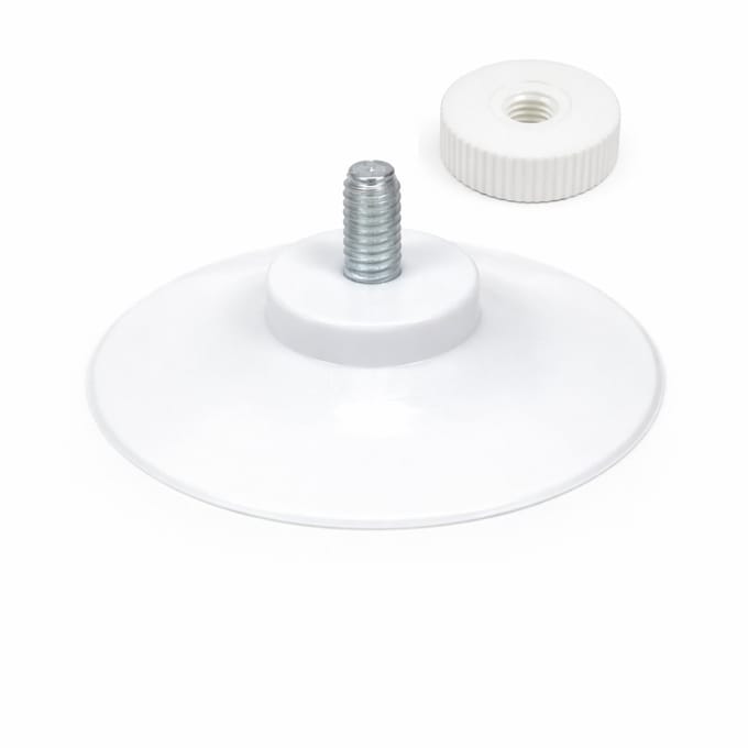 40mm Witte Zuignap met Schroefdraad + Witte Kartelmoer - type: GZ-462-WM