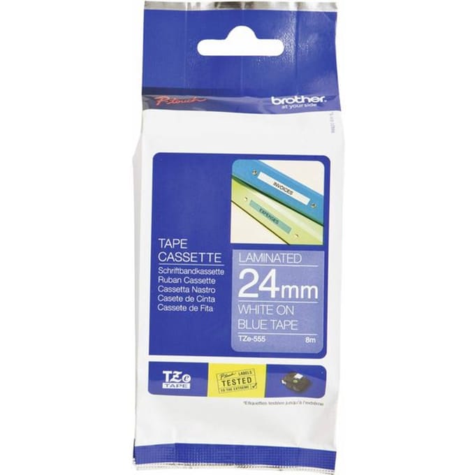 Brother lint beletteringssysteem TZe-555, 24 mm, blauw/wit