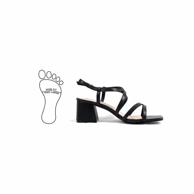 Verstelbare sandalen met brede neus en hak, model H - Zoe