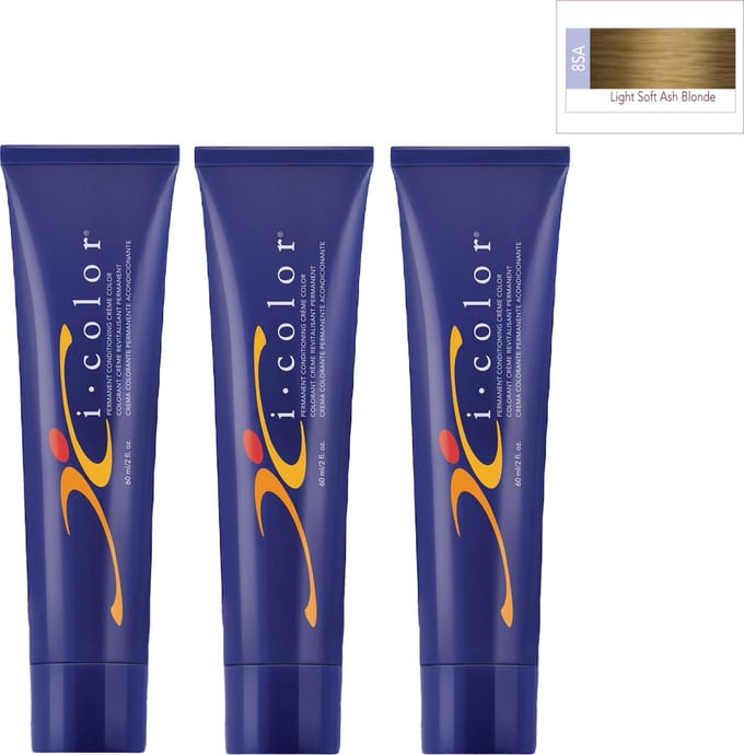 ISO i color Permanent Conditioning Crème Color 60ml 8SA Light Soft Ash Blonde x 3 tubes