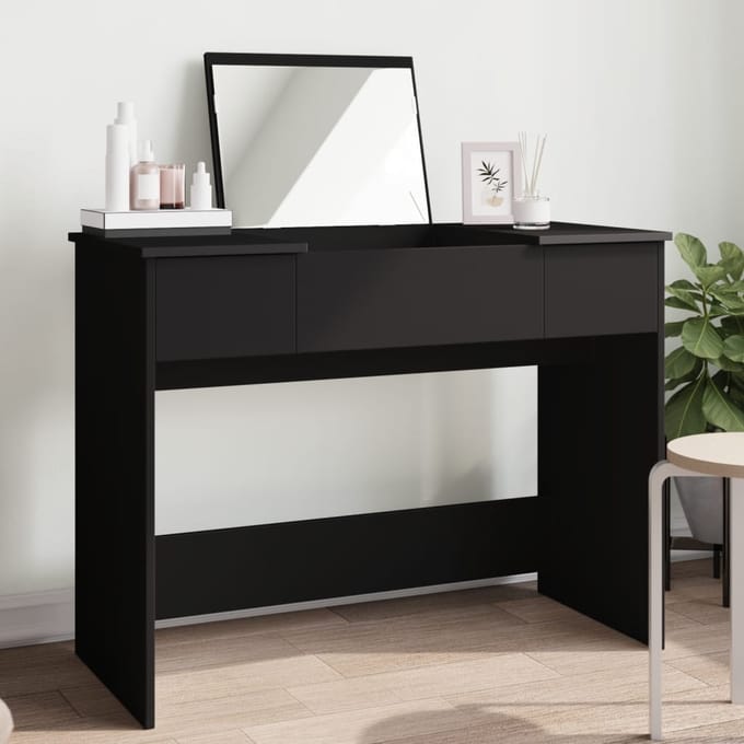 vidaXL - Kaptafel - met - spiegel - 100x45x76 - cm - zwart