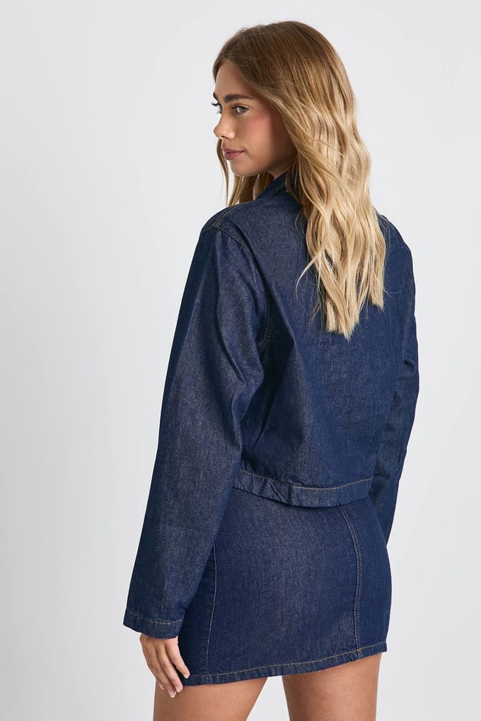 boohoo Dames A-lijn denim rok | Indigo | Maat: 6
