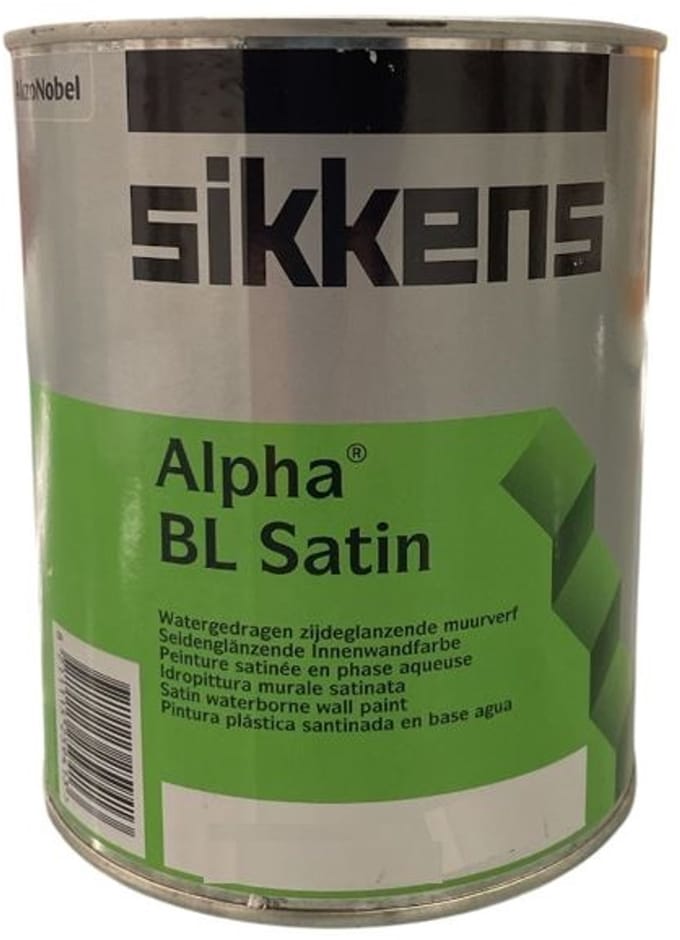Sikkens Alpha Bl Satin - 1 l - 9-12 m²/l - Wit - Afwerkingslaag