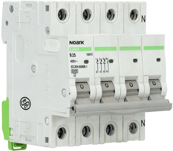 Noark installatieautomaat 3-polig+nul 25A B-Kar (Ex9BN 3PN B25)