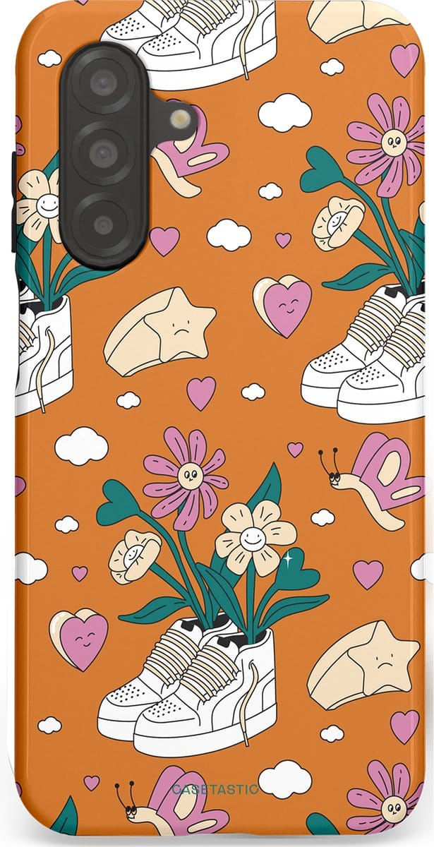 Casetastic hoesje geschikt voor Samsung Galaxy A26 - Dubbellaagse bescherming - Hartentuin - Fashion Case - Terracotta Zand Lichtgrijs