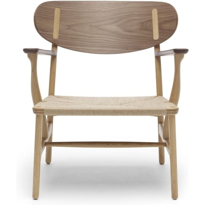 Carl Hansen & Søn - CH22 Fauteuil - eiken/ walnoot geolied - Vlecht natuur - bruin