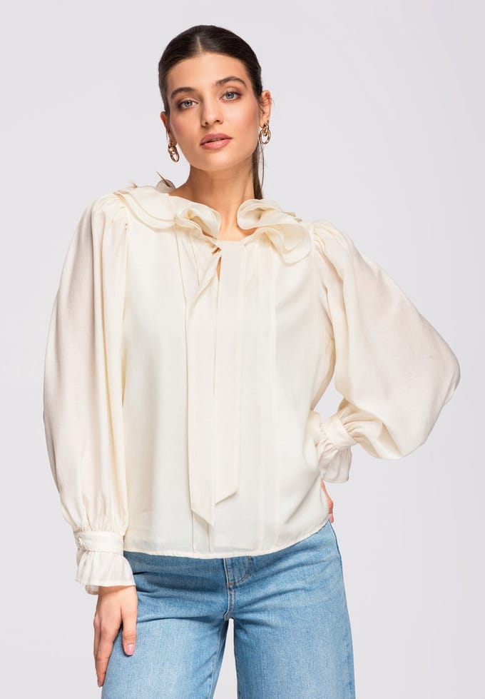 OMBRE - Loose Fit - Lange Mouw - Geen Sluiting Beige M