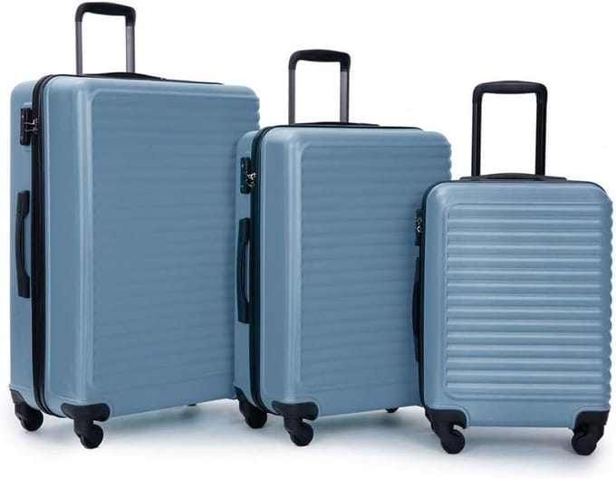 Koffer Set - Reiskoffer Trolley - Reizen - TSA Combinatieslot - 3-delig 50-71 cm - Grijs Wit