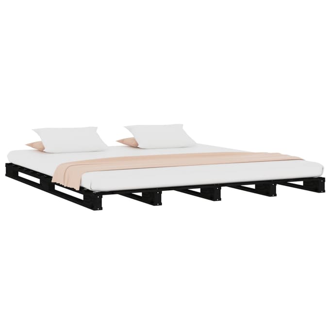 vidaXL - Palletbed - massief - grenenhout - zwart - 120x190 - cm