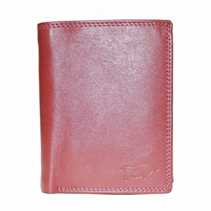 Donkerrode Euro Portemonnee Leer - Compact Leren Portemonnee Donkerrood