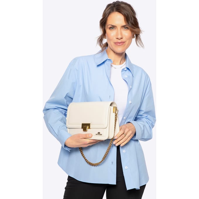 Wittchen Dames Leren Crossbody Tas met Ketting, Crème, Natuurlijk Leer