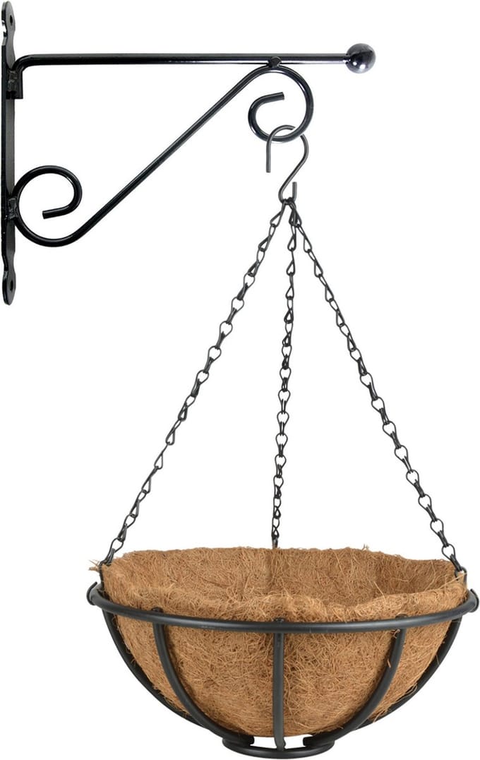 Hanging baskets 30 cm met muurhaak - Complete hangmand set van metaal