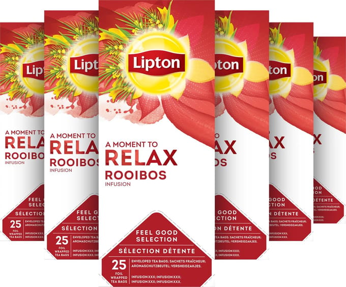 Lipton Feel Good Selection Rooibos Thee - 6 x 25 zakjes - Voordeelverpakking
