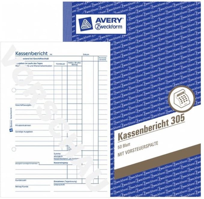 Avery-Zweckform Kasverslagformulier 305 DIN A5 Wit Aantal paginas: 50 Zelfkopiërend: Nee