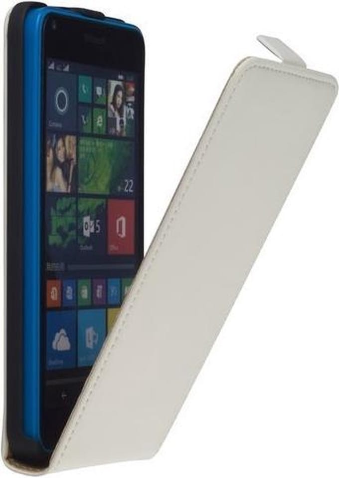 Wit Microsoft Lumia 640 Lederen Flip case case Telefoonhoesje