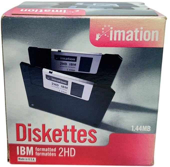 Imation 2HD Diskettes 3,5"" 1,44 Mb PC geformateerd zwart 10 stuks 2 pack (20 diskettes)