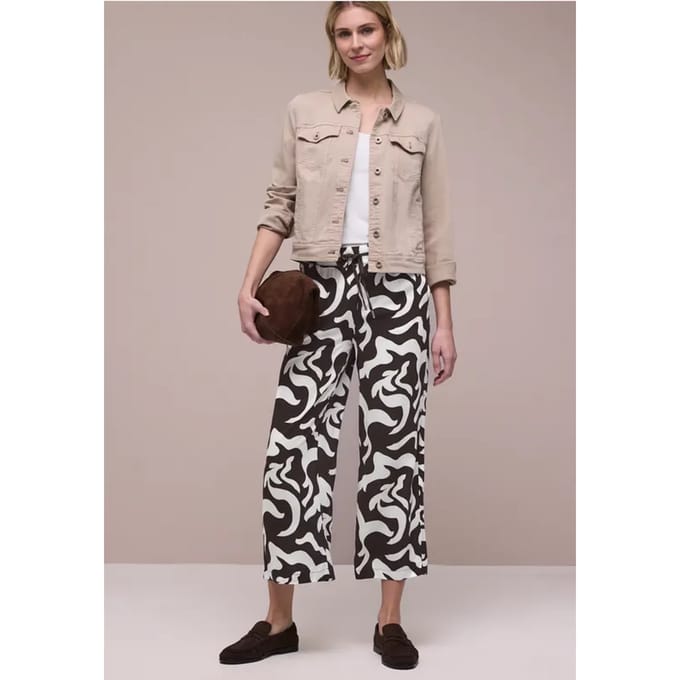 High Waist broek met Wide Legs en print