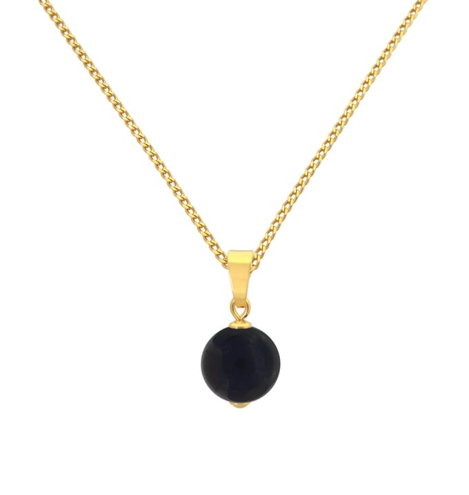 ARLIZI 2146 Ketting zwarte onyx hanger - verguld - 46 cm
