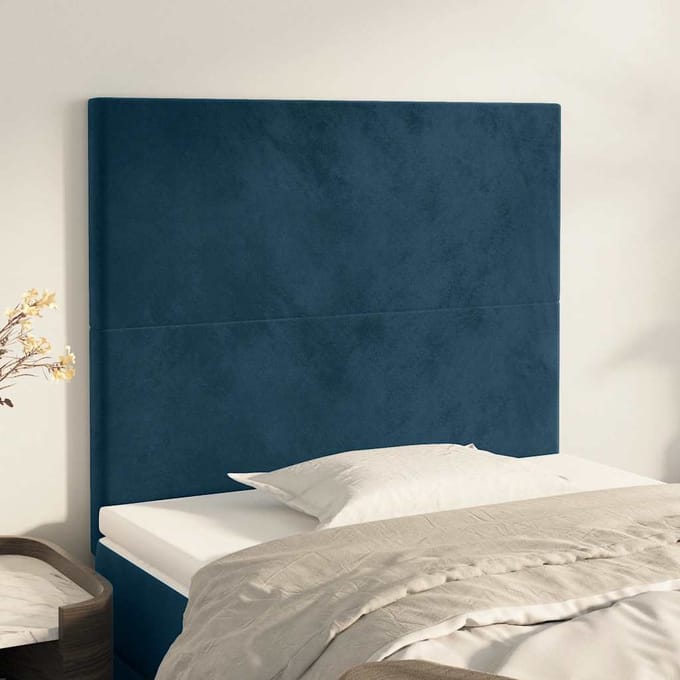 vidaXL - Hoofdbord - donkerblauw - 90x5x118/128 - cm - fluweel