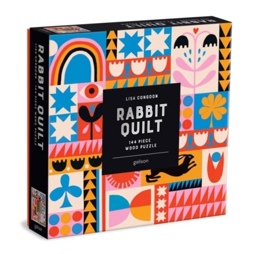 Lisa Congdon Rabbit Quilt 144 Piece Wood Puzzle - Galison
