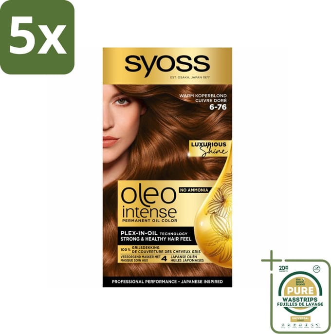 Syoss Oleo Intense - Haarverf - 6-76 - Warm Koperblond - 115ml x 5