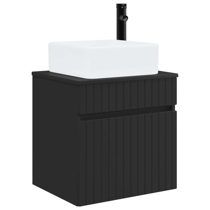 vidaXL - Wandgemonteerd - badkamerwastafelmeubel - Zwart - 49 - x - 41 - x - 80 - cm
