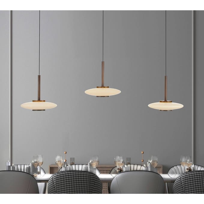 LED hanglamp PURE Vitrum, bruin/opaal glas/aluminium, 3-lamps