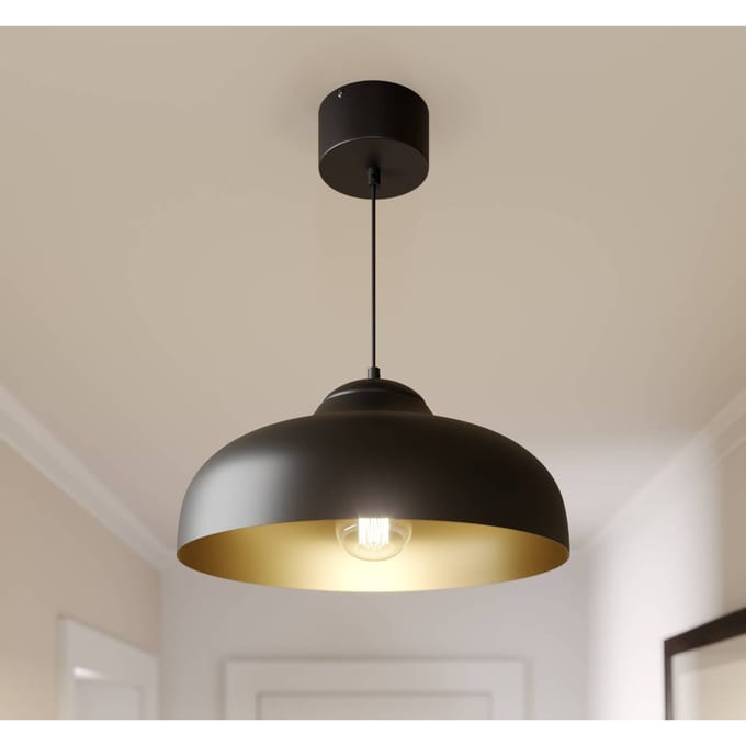 Luminex Hanglamp Basca, zwart/goud, metaal, Ø 40 cm, E27