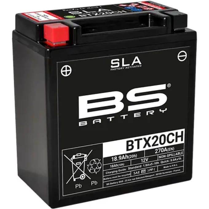 Motorfiets accu BS Battery SLA BTX20CH - C (10Hr) - C (20Hr)