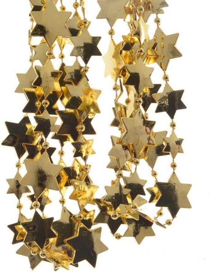 Kerstslinger - Sterren en kralenslinger - 270 cm - Goud