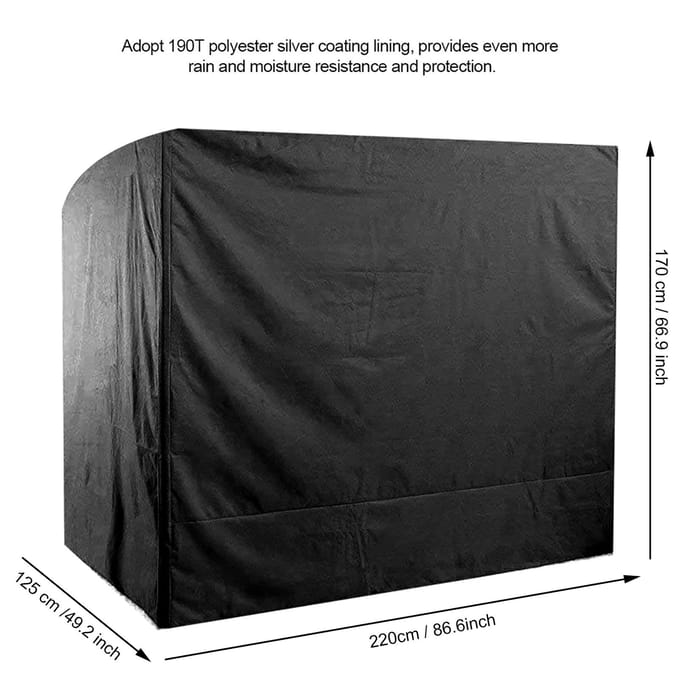 Housse de siège de balançoire de jardin imperméable pour hamac de cour extérieure, auvent anti-poussière noir noir